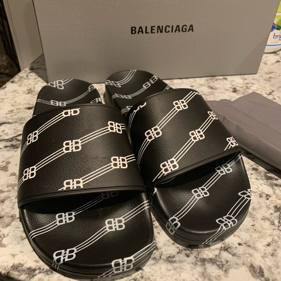 Balenciaga Other - Authentic Balenciaga Logo Print Pool Slides